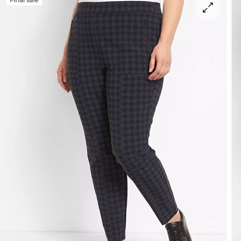 Lane Bryant Plus On The Go Slim Ankle Apres Houndstooth Pants Size 28